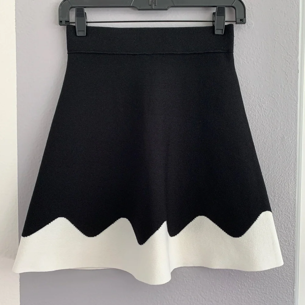 Zara Two-Tone Knit Mini A-Line Skirt - Picture 5 of 9